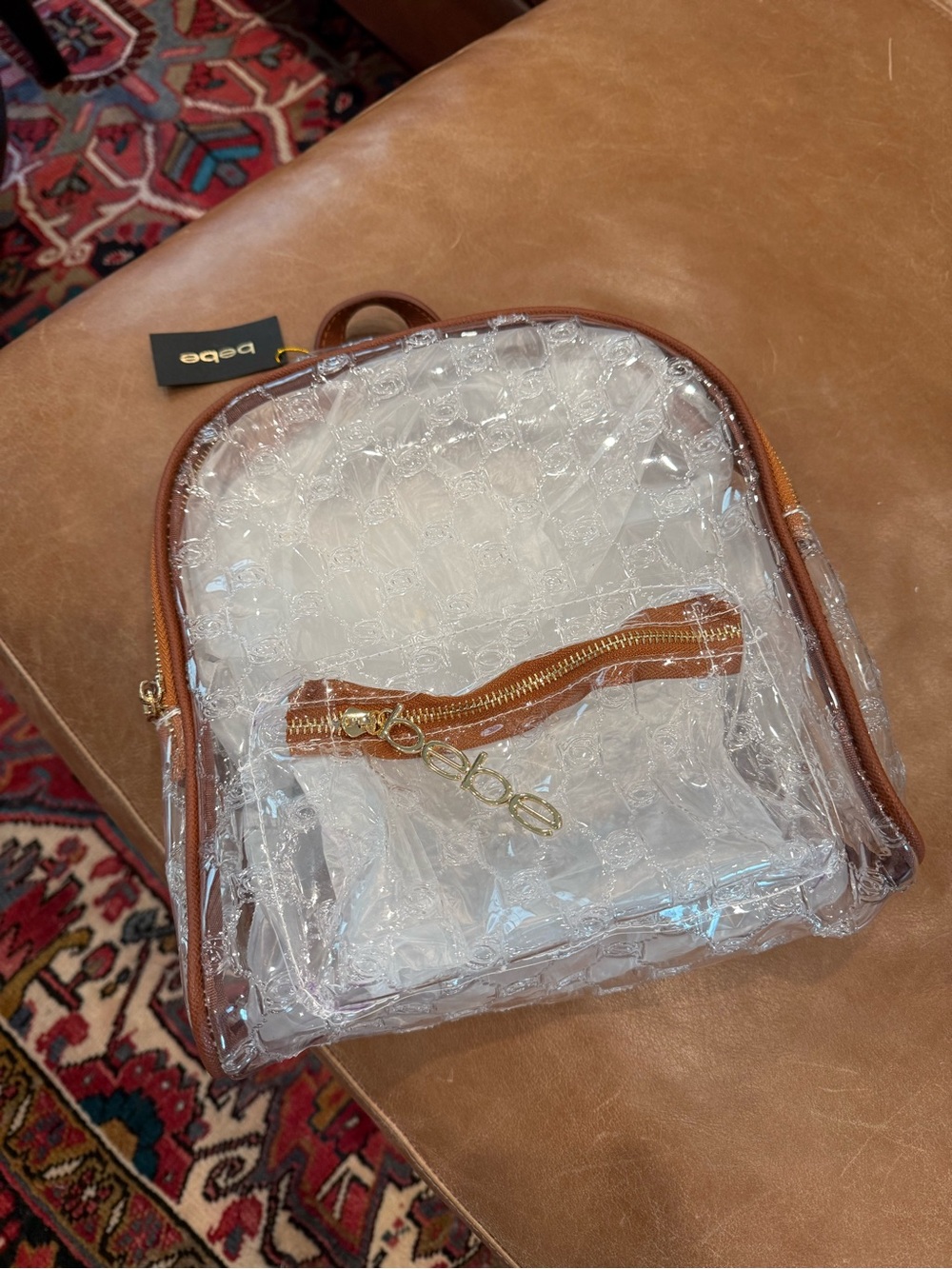 NWT✨ Bebe Caitlin Clear Backpack Brown
